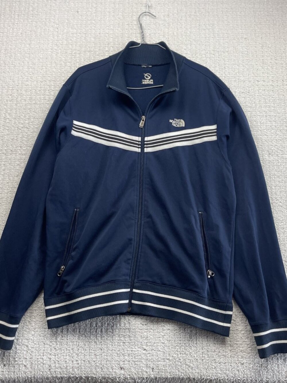 Y2K The North Face Track Jacket Mens Blue Flight Series Full Zip Striped Read